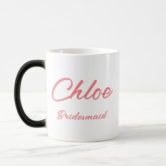 Pink monogram bridesmaid mug (Left)
