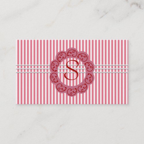 Pink Monogram Business Card