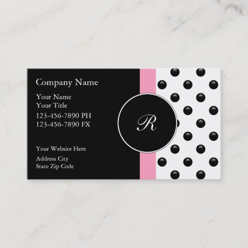 Pink Monogram Business Cards
