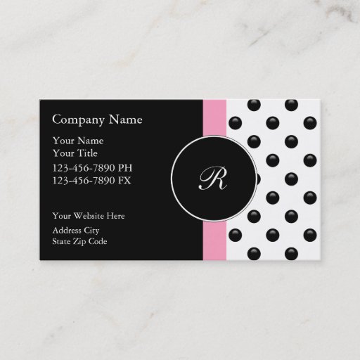 Customizable Pink Monogram Business Cards