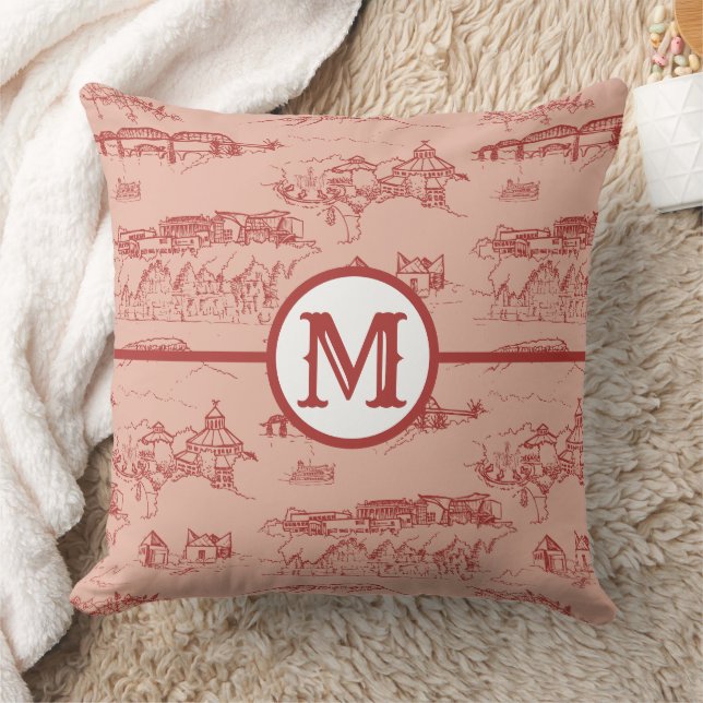 Pink Monogram Chattanooga Throw Pillow (Blanket)