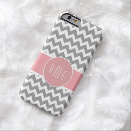 Pink Monogram Chevron Design Barely There iPhone 6 Case