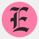 Pink Monogram E Classic Round Sticker
