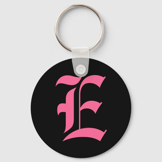 Pink Monogram E Keychain (Front)