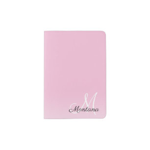 Pink Monogram Elegant Girly Script Modern Passport Holder