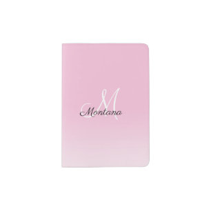Pink Monogram Elegant Girly Script Modern Passport Holder