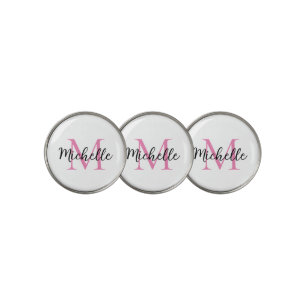 Pink Monogram First Name Personalized Golf Ball Marker