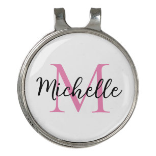Pink Monogram First Name Personalized Golf Hat Clip
