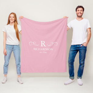 Pink Monogram  Fleece Blanket