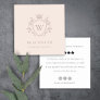 Pink Monogram Floral Crown Crest Review Request Square Business Card