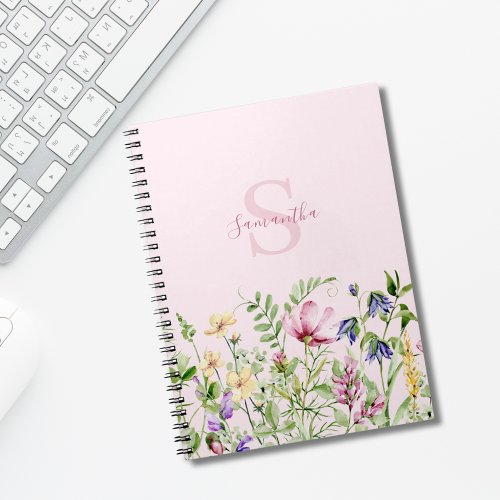 Pink Monogram Floral Notebook