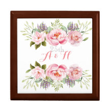 Pink Monogram Floral Wreath Wedding Anniversary