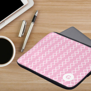 Pink Monogram Geometric Laptop Sleeve