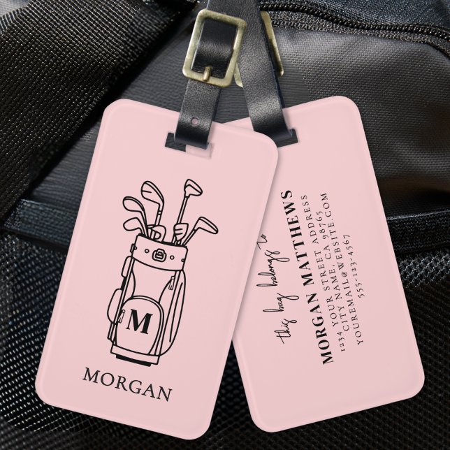 Pink Monogram Golf Bag Luggage Tag (Pink Monogram Golf Bag Luggage Tag)