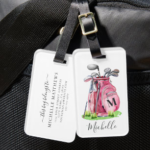 Pink Monogram Golf Bag Luggage Tag