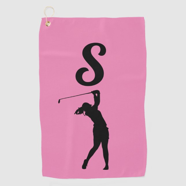 PINK MONOGRAM GOLF TOWEL FOR HER (Front)