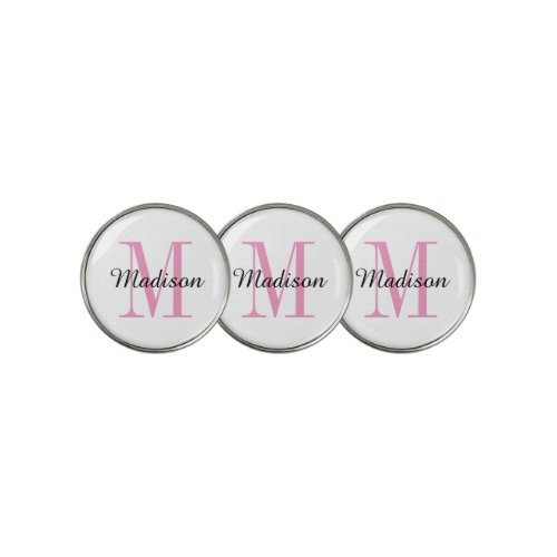 Pink Monogram Initial and Name Personalized Golf Ball Marker