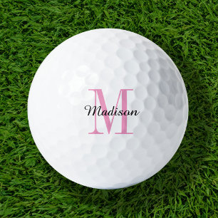Pink Monogram Initial and Name Personalized Golf Balls