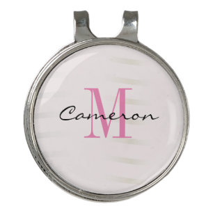 Pink Monogram Initial and Name Personalized Golf Hat Clip