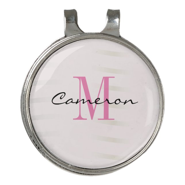 Pink Monogram Initial and Name Personalized Golf Hat Clip (Front)