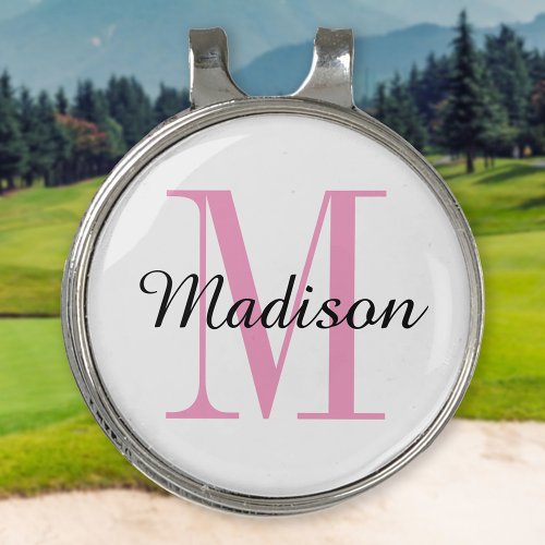 Pink Monogram Initial and Name Personalized Golf Hat Clip