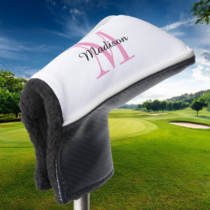 Pink Monogram Initial and Name Personalized Golf Head Cover