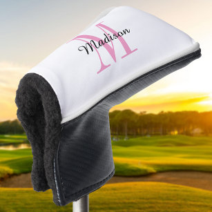 Pink Monogram Initial and Name Personalized Golf Head Cover