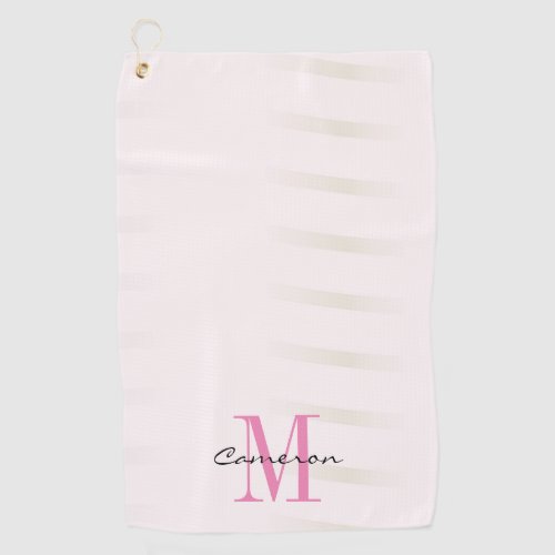 Pink Monogram Initial and Name Personalized Golf Towel
