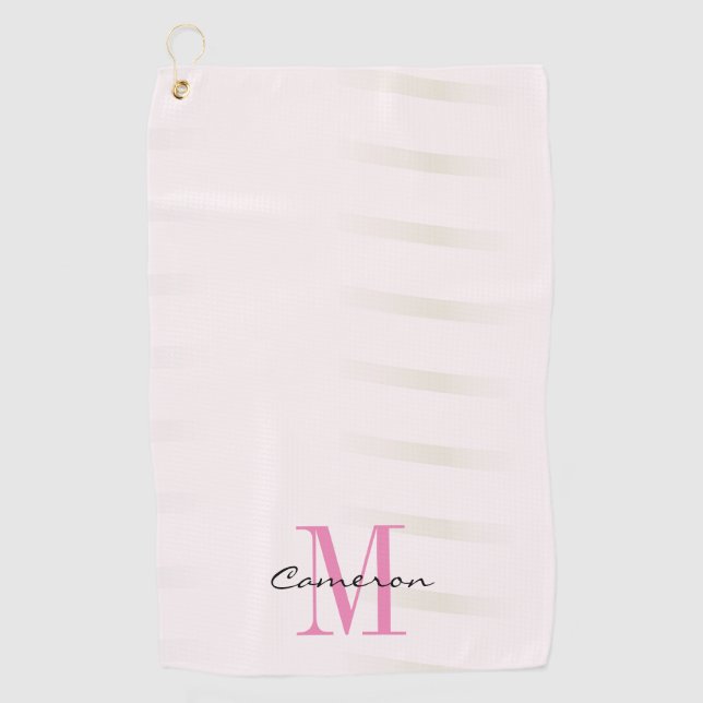 Pink Monogram Initial and Name Personalized Golf Towel (Front)