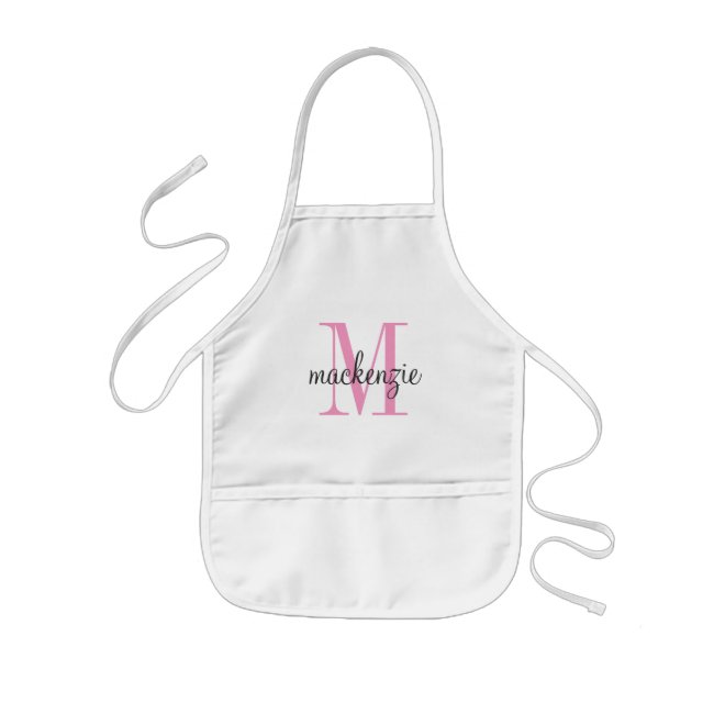 Pink Monogram Initial and Name Personalized Kids' Apron