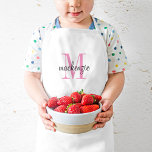 Pink Monogram Initial and Name Personalized Kids' Apron<br><div class="desc">Custom designed child's apron, perfect for your little chef in training! Personalize it with her monogram name and initial or other custom text. Click Customize It to change fonts and colors or add more text or images to create a special one of a kind gift. Also available in adult sized...</div>