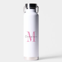 Pink Monogram Initial and Name Personalized Water