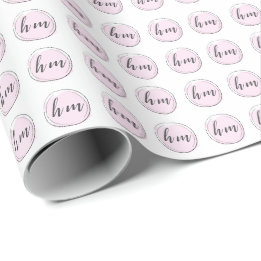 Pink Monogram Initial Custom Logo Business Wrapping Paper