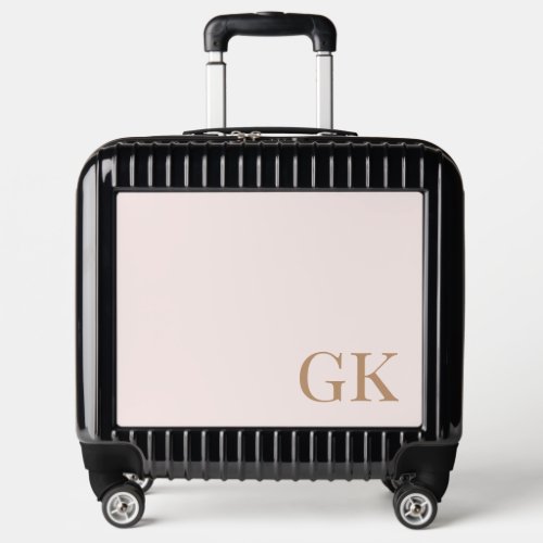Pink Monogram Initials Black Luggage