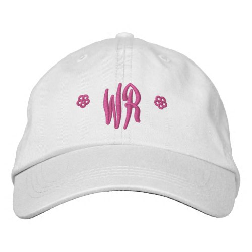 Pink Monogram Initials Bride Embroidered Baseball Cap