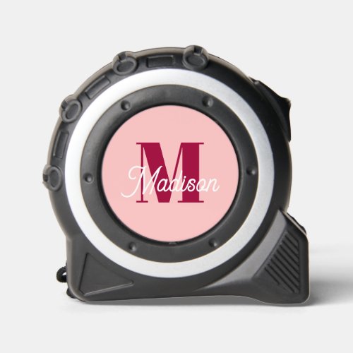 Pink Monogram Initials Modern Custom Tape Measure