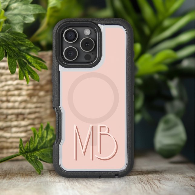 Pink Monogram Initials Modern Minimalist Otterbox iPhone Case (Creator Uploaded)