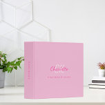 Pink monogram initials name 3 ring binder<br><div class="desc">Feminine pink background. Personalize and add your first name,  monogram initials,  letters and full name. 
Spine: add a text.</div>