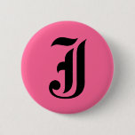 Pink Monogram J Pinback Button