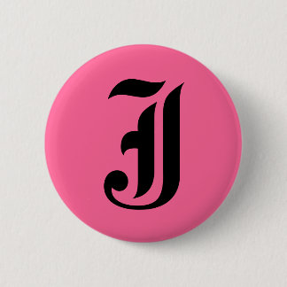 Pink Monogram J Pinback Button
