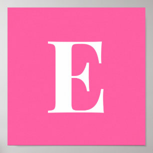 Pink Monogram Letter Poster   Personalized Initial