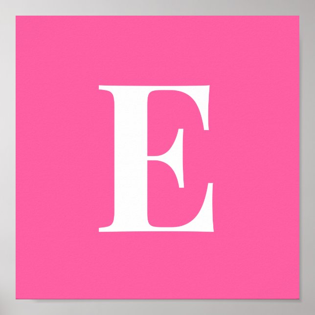 Pink Monogram Letter Poster | Personalized Initial (Front)