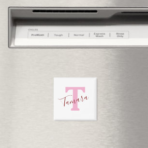Pink Monogram Magnet Custom Name