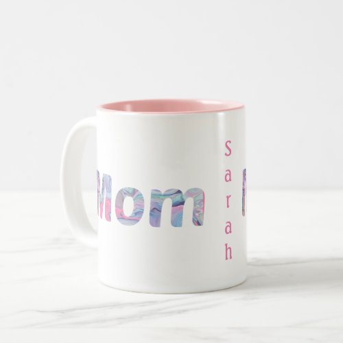 Pink Monogram Marbled Mom Two_Tone Coffee Mug