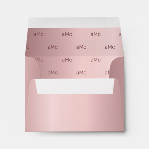 Pink monogram metal dusty rose wedding envelope