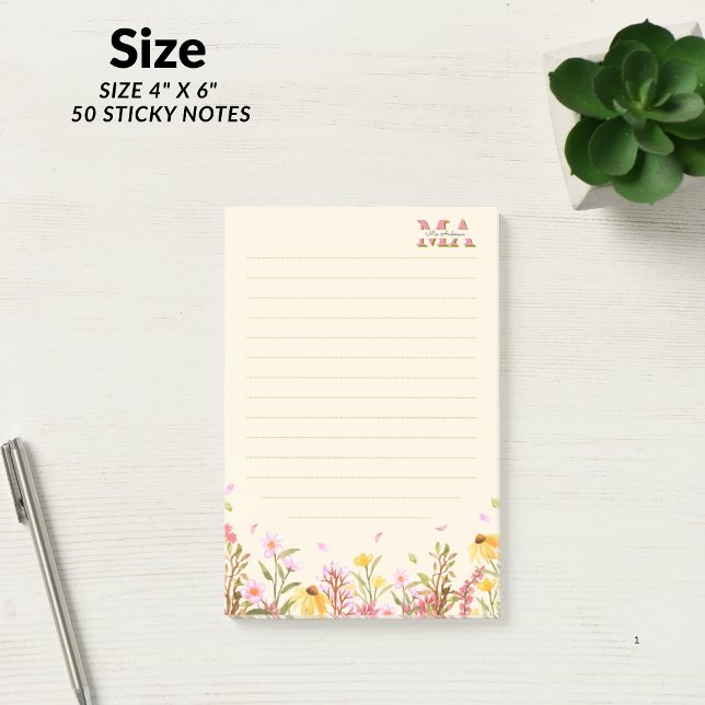 Pink Monogram Modern Minimalist Notes (Pink Monogram Modern Minimalist Post-it Notes)