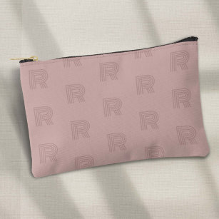Pink monogram modern womens gold  accessory pouch