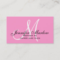 Pink Monogram Mommy Calling Card