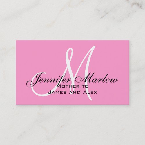 Pink Monogram Mommy Calling Card Business Card Templates