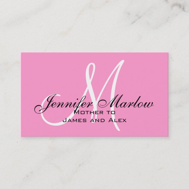 Pink Monogram Mommy Calling Card (Front)